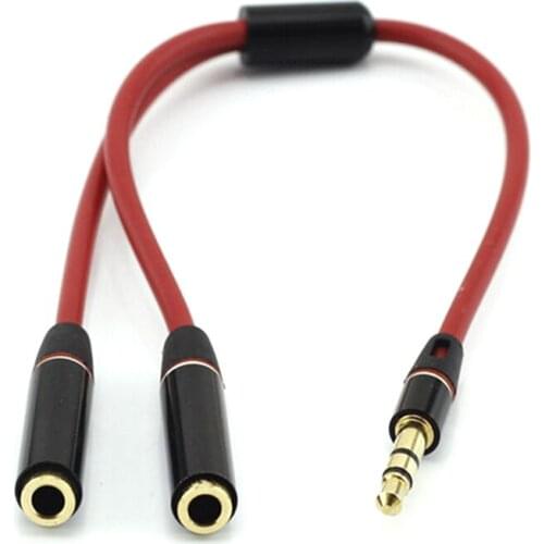 New Splitter Headphones Jack 3.5 Mm Stereo Audio Y-Splitter 2 Female To 1 Male Cable Adapter Microphone Plug For Earphone