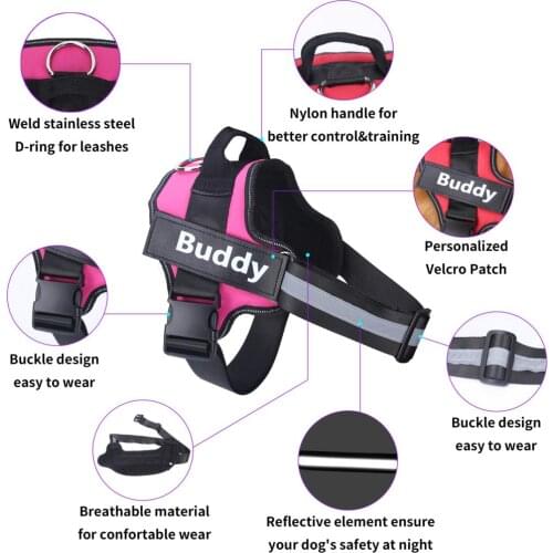 Dog Harness NO PULL Reflective Breathable Adjustable Pet Harness Vest with ID Custom Patch Outdoor Walking Dog Supplies