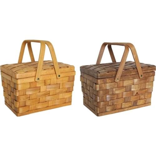 Practical France Style Picnic Basket Bread Baskets Hiking Storage Box Cake Table Decorating Food Photography Hand