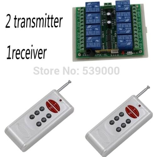 RF Wireless Switch Remote Control Switch DC12V 8CH Radio Controller 2 Transmitter + 1 Receiver
