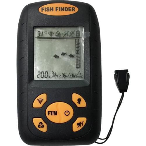 PDDHKK Wired Portable Fish Alarm 100M/328Ft Sonar LCD Fishfinder Fishing lure Echo Sounder Fishing Finder 45 degree sensor angle