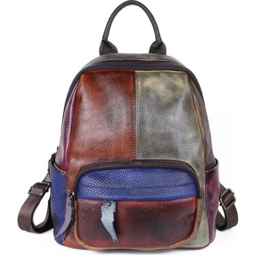Women Backpack Top Layer Cowhide Shoulder Bags for Women New Leather School Bags for Girls Rucksack Sac