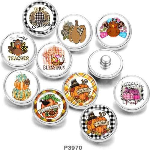 Thanksgiving Painted Stainless steel Glass Cabochons snaps button jewelry Phase Box 20mm Earring CP3970