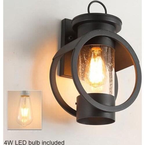 One-Light, Exterior LED Wall Lantern,Matte Black Outdoor Indoor Wall Sconce,4W Filament Edison led wall mount sconces porch lamp