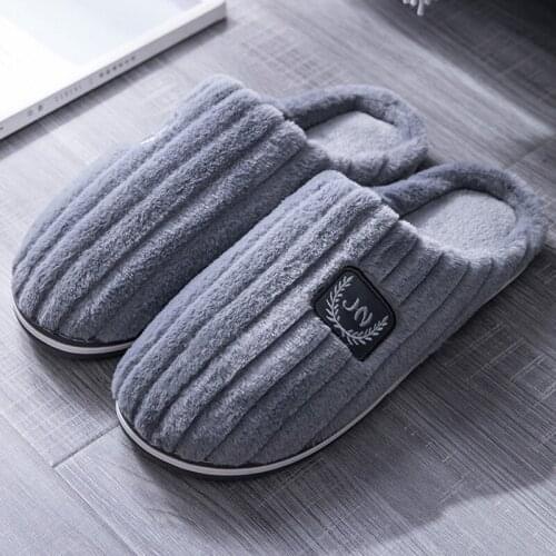 Mans Soft Plush Cotton Concise Slippers Shoes Couple Unisex Non-Slip Floor Indoor Home Furry Slippers Men Shoes For Bedroom