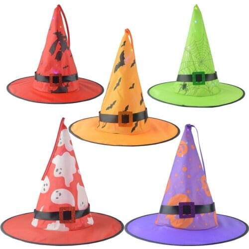 Halloween Decoration Witch Hat LED Lights Halloween Elf Ears For Kids Party Decor Supplies Outdoor Tree Hanging Ornament Diy