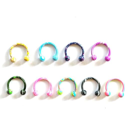 Body Piercing Jewelry Mix 100pcs New Color 16G Stainless Steel Horseshoe Piercing With Balls Circular Barbells Lip Nose Rings