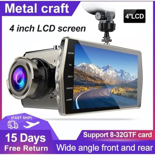 Dash Cam Full HD 1080P 4 Inch IPS Car DVR Video Recorder Rear View Dual Camera Cycle Recording Night Vision G-sensor For Cars