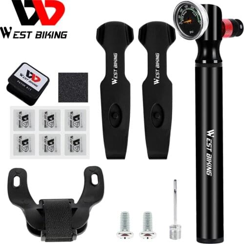 WEST BIKING 3 in 1 Bicycle Tools Repair Sets Multifunctional Tire Lever Bike Tube Repair Patches Bicycle Accessories 300PSI Pump