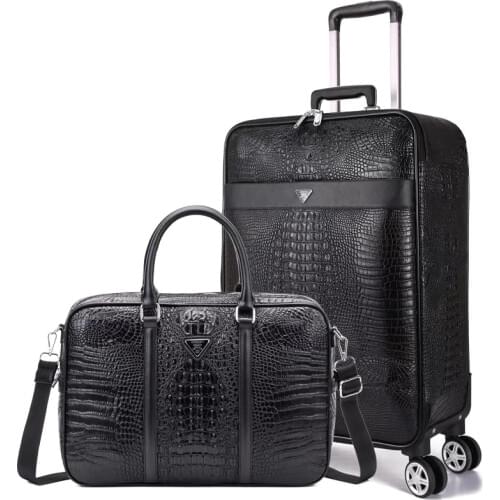 Women Retro Crocodile pattern luggage series 16/20/24 inch PU Handbag Rolling Luggage Spinner brand Travel Bag Trolley Suitcase