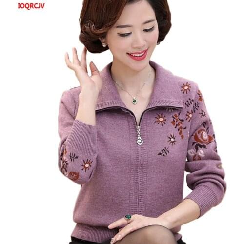 Autumn Winter Women Thicked Knit Sweater Coat Large Size 5XL Middle aged Mother High Quality High Elastic Cardigan Sweater W1652