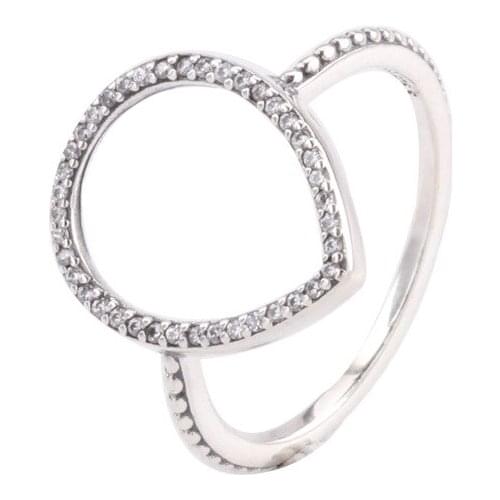 Authentic 925 Sterling Silver pandora Ring TeardroP Silhouette Rings With Crystal For Women Wedding Party Gift Fine Jewelry