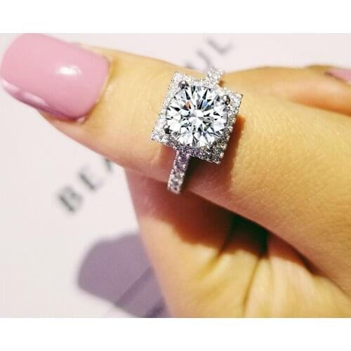 Valentines Day 925 Sterling Silver Rings 3 Carat for Women Wedding Engagement Jewelry anel aneis anillos O Pure b1 R213A