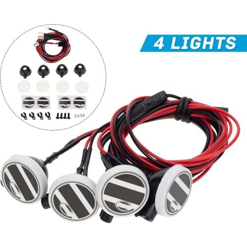 1set RC Car 4 LED Round Spotlight Headlight Fog Lamp For SCX10 1/10 RC Crawler Car DIY Moulding Parts Accessories
