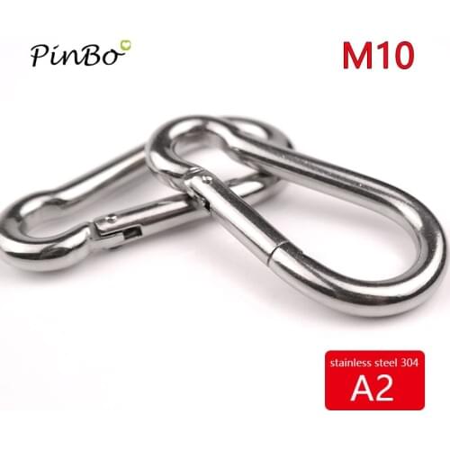 1pcs M10 4lot+ discount 10%Stainless Steel 304 Carabiner Carbine Snap Hook Key-Lock AISI 304