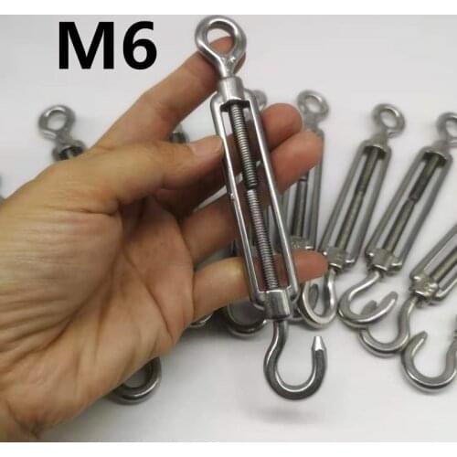 10pcs M6 Hook and Eye Open Turnbuckle 304 Stainless Steel With Working Magnet