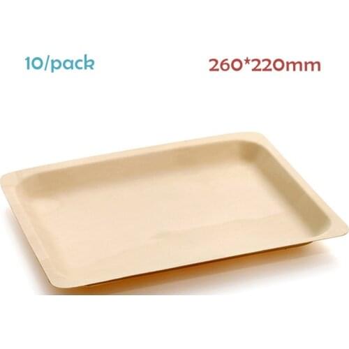 Promotion -Party Wedding Supplies Disposable Tableware Sushi/Salad/Dessert 260*220mm Rectangle Wood Plate, 10/Pack