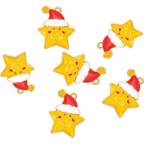 20Pcs New Christmas Gift Smiling Star Enamel Charm Pendant Jewelry Making Bracelet Necklace DIY Earrings Craft 24309