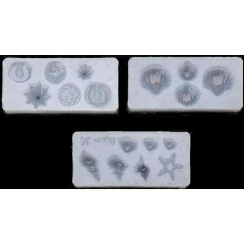 3Pcs DIY Conch Shell Starfish Shape Silicone Mold Nail Art Template Jewelry Make
