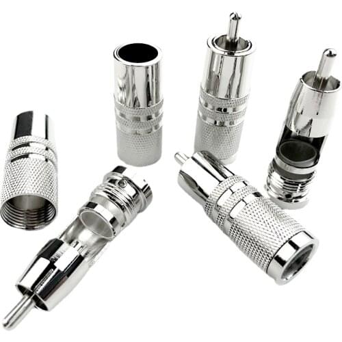4 Pcs Silver Plated Audio Adapter RCA Plug for DIY RCA Cable Connector