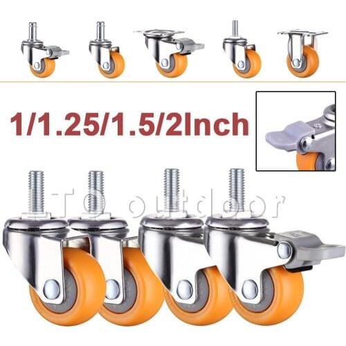 4PCS 360 Degree Swivel Furniture Casters Wheels Orange Swivel Castor Trolley Rubber For Furniture Accessories