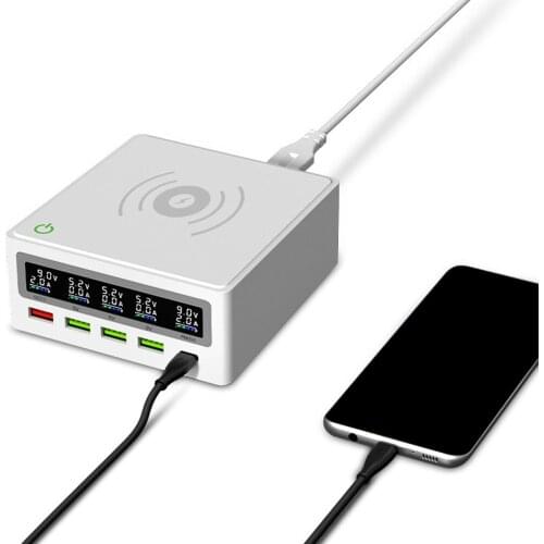 5-port USB wireless charging QC3.0 fast charging PD 65w laptop computer phone charger multi-port charger