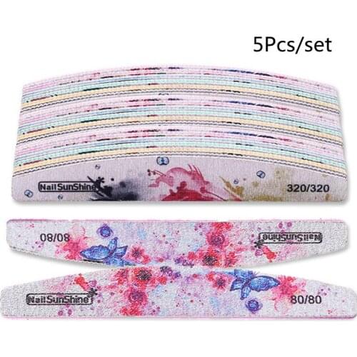 5Pcs/set Professional Nail File 100/180 Half Moon Sandpaper Nails Sanding Grinding Polishing Nail Art Manicure Care Tools Kit