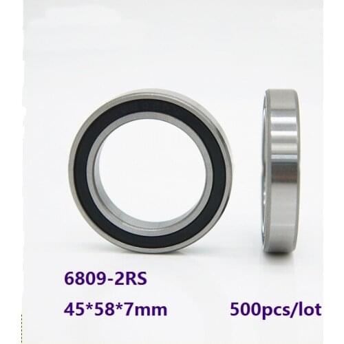 500pcs/lot 6809-2RS 6809RS 6809 2RS High Quality Double rubber cover 45*58*7mm Thin Wall Deep Groove Ball bearing 45×58×7mm