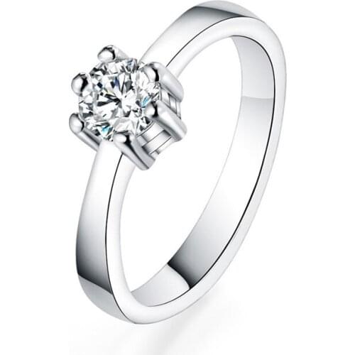 925 Sterling Silver/Gold AAA Zircon Six Claw Ring Women Fashion Wedding Engagement Party Charm Jewelry Gifts