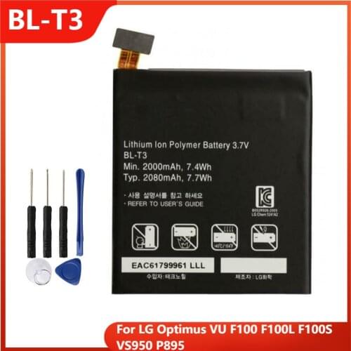 Original Phone Battery BL-T3 For LG Optimus VU F100 F100L F100S VS950 P895 BL-T3 Replacement Rechargable Batteries 2080mAh