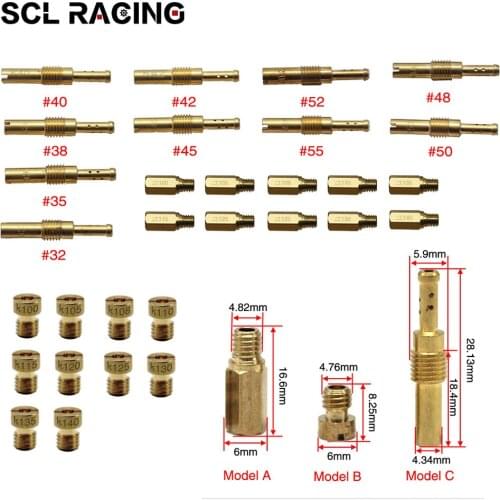Alconstar 10pcs Carburetor Main Jet Kit Set Slow/Pilot Jet Main Injectors Nozzle For PWK PWM PJ PE PD FCR Keihin CV CVK CB CE VA
