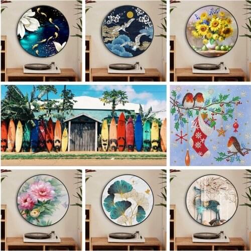 5D Diamond Painting Blue lotus DIY Full Rhinestone Drill Cross-stitch Kit Round Diamond Embroidery Mosaic Home Decoration gift