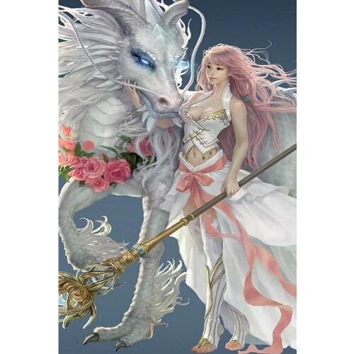 New Diamond Mosaic Cross Stitch Kits "Dragon and Beauty" Diamond Embroidery Full Diamond Painting Home Decoration
