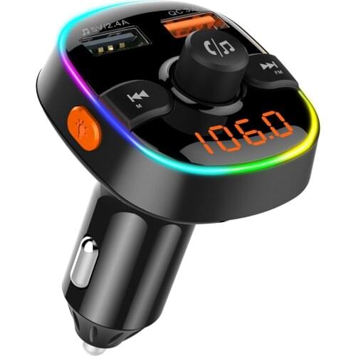 QC3.0 Fast Charging Car Bluetooth MP3 Player Car Stereo PLAYER FM Colorful Atmosphere Light Display Factory Direct