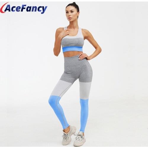 Seamless Yoga Set Women Yoga Suit Fitness Patchwork Workout Sportswear Patchwork Bra and Squatproof Pants Sports Set ZC2427