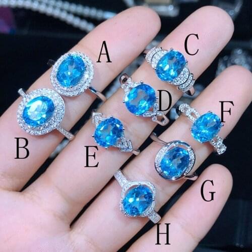 BOCAI 2020 new 100% real s925 pure silver jewelry 2.5 ct. Topaz ring for woman natural gem woman ring multiple styles to choose