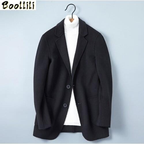 Boollili Wool Coat Men Casual Black Jacket Woolen Coat Double-sided Mens Coats and Jackets Chaqueta Hombre