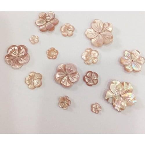 8-24MM 10Pcs Flower 100% Pure Natural Pink Pearl Shell Charms Jewelry Bead Jewellery Beads