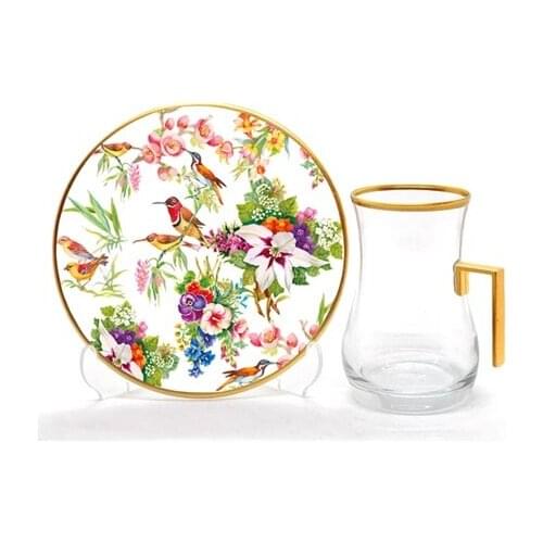 Drop Handles Tea Set 12 pieces Bird Garden