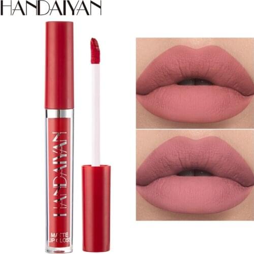 HANDAIYAN Nude Matte Lip GLoss Waterproof Liquid Lipstick Long Lasting Non-Stick Cup Pigment Velvet Lip Tint Makeup Cosmetic