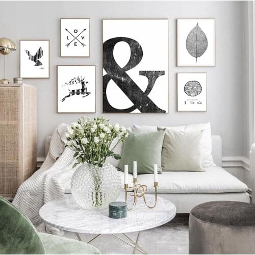 Canvas Painting Black White Abstract Minimalist Symbol Nordic Scandinavian Wall Art Picture Poster Print Living Room Home Decor