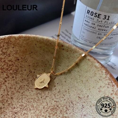 Louleur Golden Necklace 925 Sterling Silver 55cm Square Simple Design Necklace For Women Charm Jewelry Silver 925 Pendant Neckla