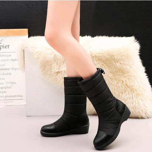 Comfort winter women silp-on bottines Waterproof Cotton Snow Boots for middle-aged woman Plush big size platform shoes