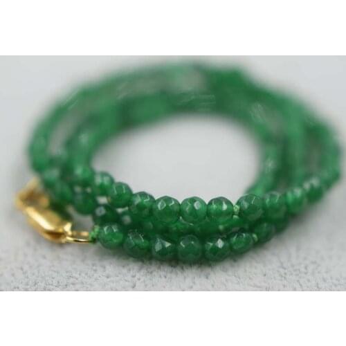 Wow!green jades faceted round 4mm necklace 16inch wholesale beads FPPJ