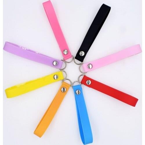 10pcs/bag Soft PVC Bands Pink/Yellow/Black/White/Orange/Purple/Blue Bands Fit Keychain Keyrings Luggage Tag School Bag