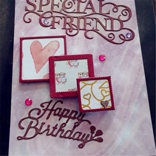 2Pcs Love square frame Metal Cutting Dies Stencils For DIY Scrapbooking Decorative Embossing Handcraft Die Cutting Template