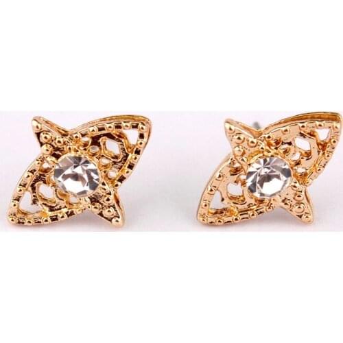 Fashion Cute Pave Crystal Shiny Stone Star Button Studs Earrings for Women