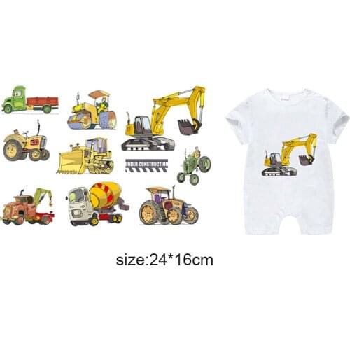 Cartoon Cars Kids Patches Hot Heat Transfer Cloth Printing Sticker DIY Iron On Clothing Bag Shoes Customization Logo