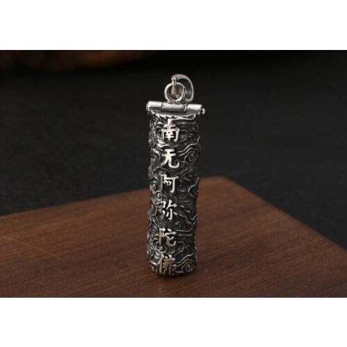 925 Sterling Silver Om Mani Padme Hum men pendant charm jewelry A4212