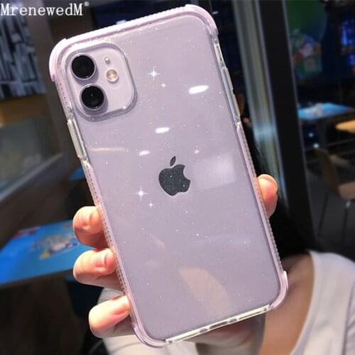 Candy Bumper Transparent Glitter Phone Case For iPhone 11 12 Pro X Xr Xs Max 12 Mini SE2 7 8 Plus Soft Silicone Shockproof Shell